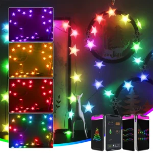 Розумна смарт гірлянда зірочки 5м LED RGB з Bluetooth керуванням від USB (з пультом)