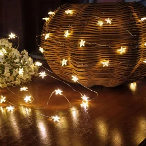 Світлодіодна гірлянда зірочки 6м 60 LED від USB теплий білий